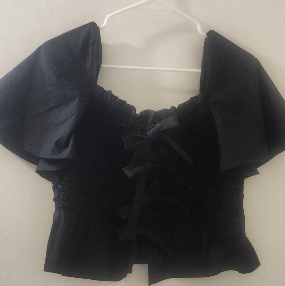 Mare Mare By‎ Anthropology Elegant Black Women's Top, Size Medium, Cotton.